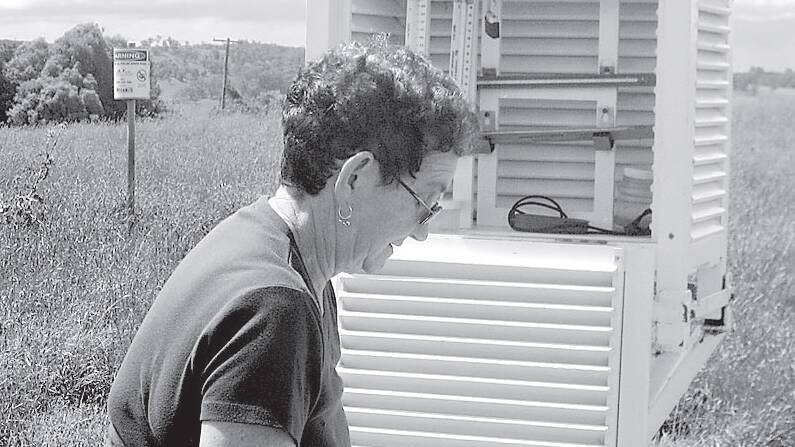 OBSERVER: Marjorie Armstrong pictured at the newly located Oberon weather station in 2007.