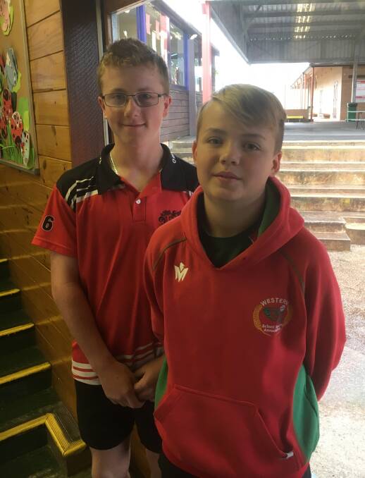 SUCCESS: Oberon Public School students Kallum Baxter and Jed Ryan are through to the state athletics carnival in November.