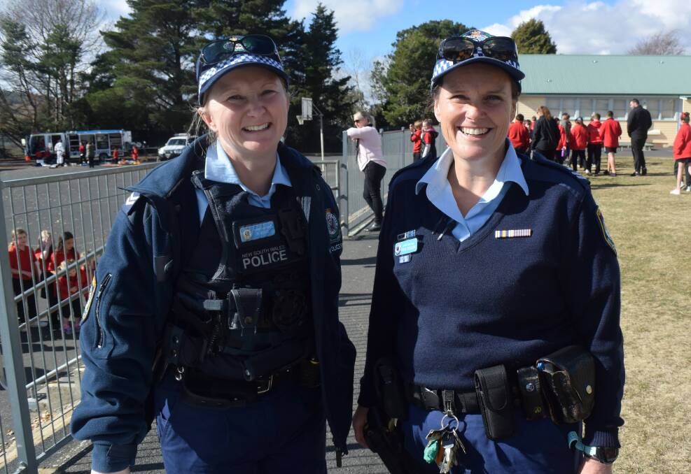 SMILE: Chifley Local Area Command PCYC youth liaison officer Racheal Joyce and Senior Constable Rikki Bowden at Oberon Public School.