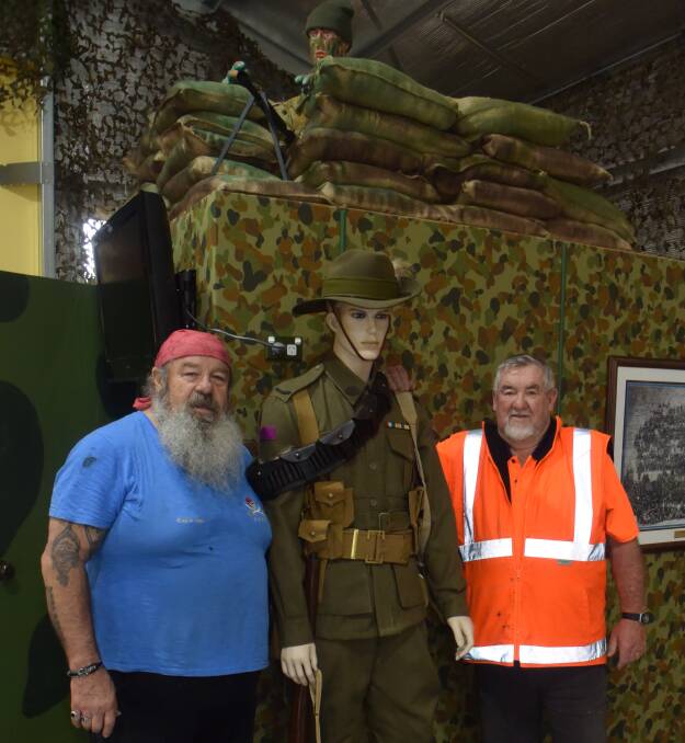 READY: Oberon RSL Sub Branch Military Museum secretary Neville Stapleton and president Bill Wilcox with part of their new memorabilia displays.