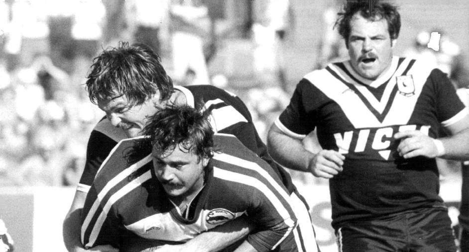 TOUGH: Bruce Gibbs (right) played prop for Wests from 1977 to 1980.