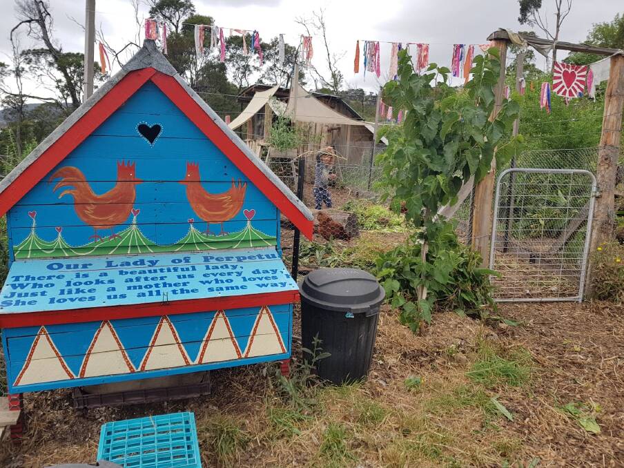 Pretty and productive: Self-cleaning style chook houses allow the chook poo to fall through the floor, creating a healthier environment for your chooks. Picture: Hannah Moloney.