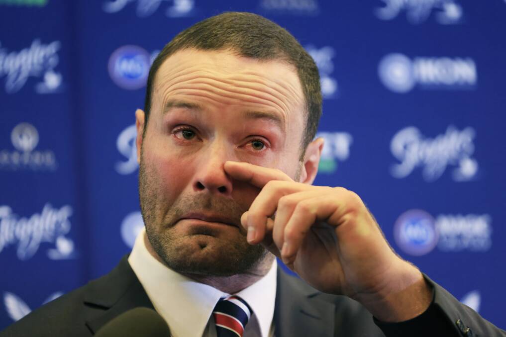A tearful Boyd Cordner announced his retirement on Monday due to the effects of concussion. Photo: Mark Evans/Getty Images