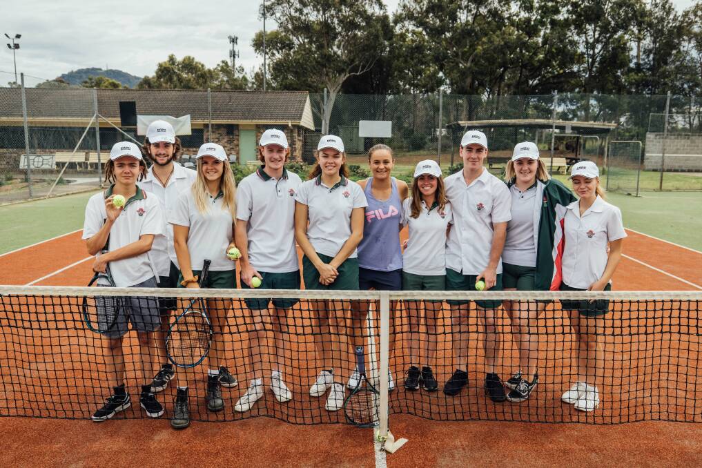 BIG HIT: Ash Barty dropped into Bomaderry High School for a hit of tennis. Image supplied.