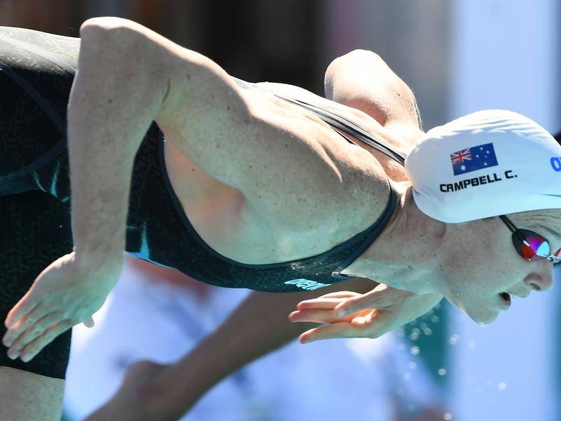 Cate Campbell on her way to winning the 50m freestyle title at the national swimming championships.