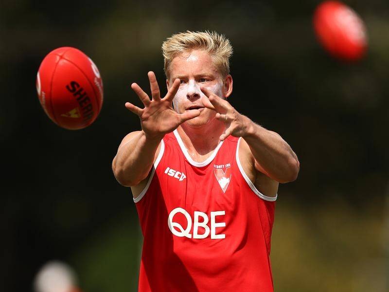 Sydney Swan Isaac Heeney needs thumb surgery after suffering an injury during pre-season training.