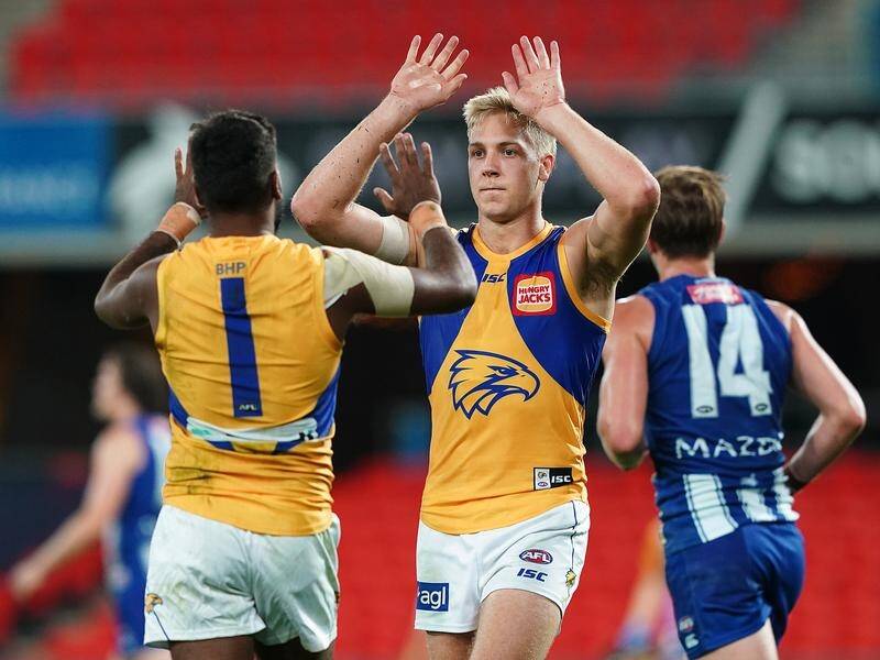 Oscar Allen and Liam Ryan (No.1) combined for five goals in West Coast's defeat of North Melbourne.