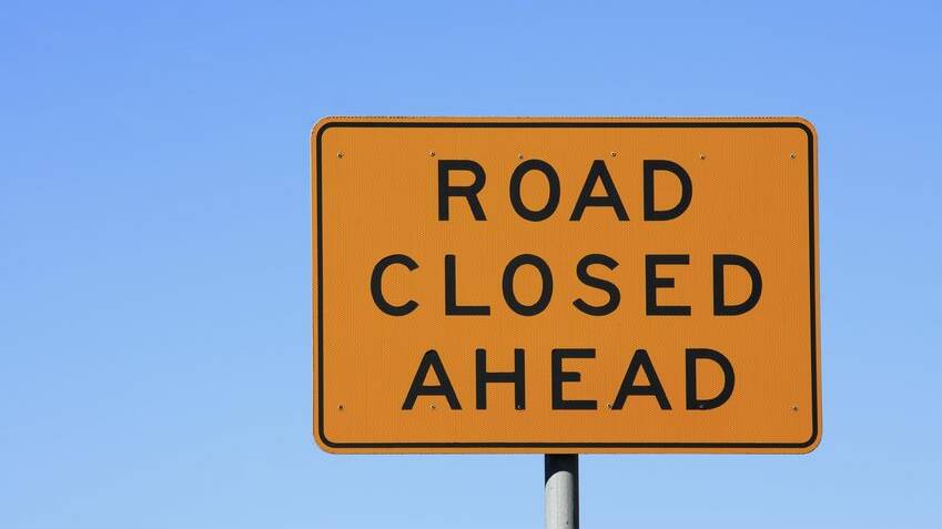 Road closed ahead sign. Picture is from file.