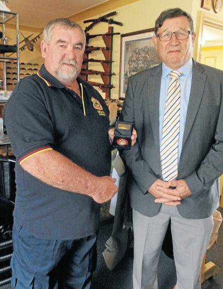 HONOUR: Federal Member for Calare John Cobb, right, was in Oberon last week to present Oberon RSL Sub Branch president Bill Wilcox with the Anzac Spirit Award.