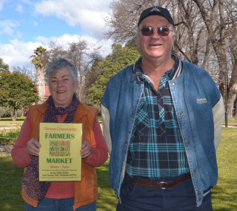 TO MARKET, TO MARKET: Events co-ordinator Lynne Woods and Tarana Volunteer Bushfire Brigade captain Graham Fletcher are putting together a community farmers’ market to be held in Tarana on the fourth Sunday of every month starting September 27. Photo: LOUISE EDDY 081115leoberon