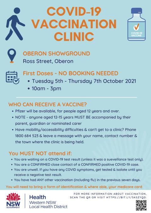 Pop-up vaccination clinic coming to Oberon next week