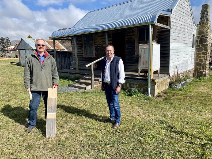 Member for Bathurst Paul Toole with Col Roberts at the Oberon Museum where the 1887 Museum Cottage is being lovingly restored. Photo: Supplied