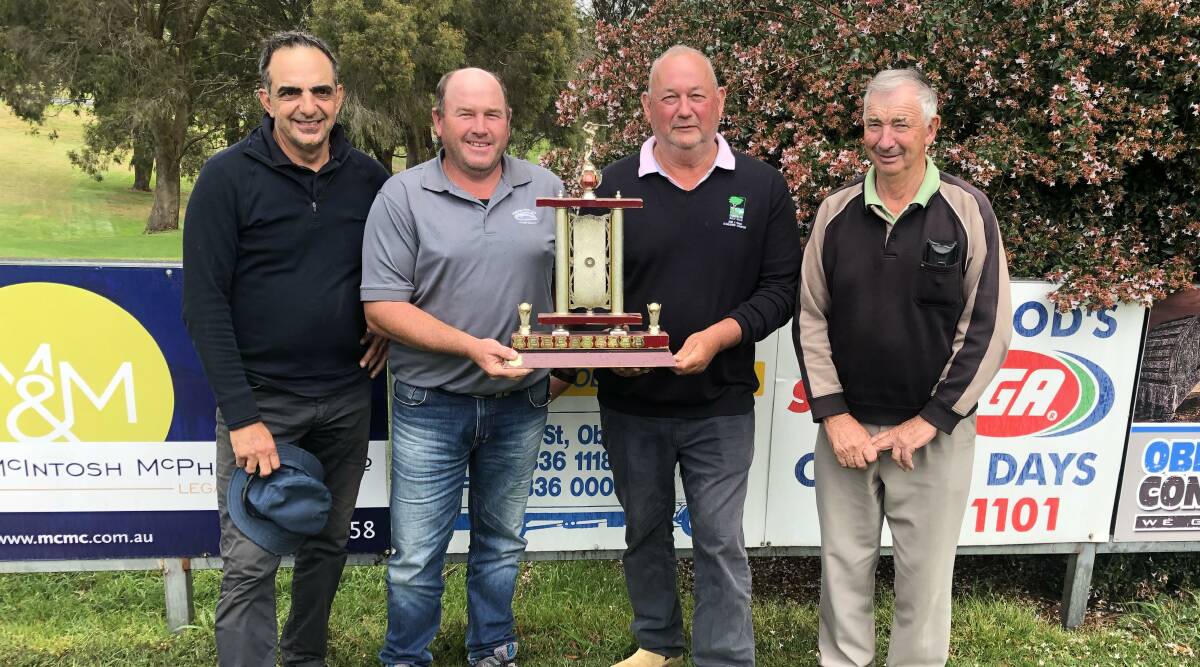 CLUB CHAMPIONS: Chris Kalos, Rob McGrath, Dennis O'Connell and Phil Cummings. Dennis O'Connell was the Championship Sponsor. Photo: Supplied / Barry Lang