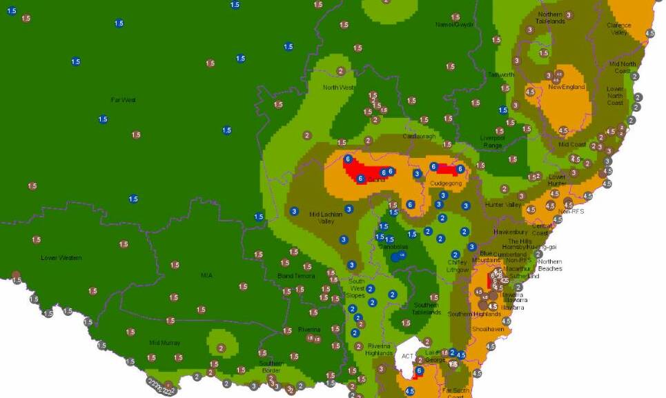 FIRE RISK: Areas in the Chifley/Lithgow region currently have up to 2.5 tonnes of grassland fuel per hectare. Image: NSW RFS