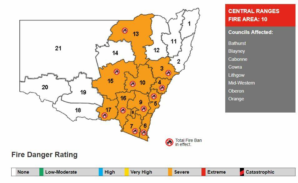 Total fire ban in place for Oberon due to hot, windy weather