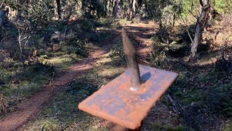ALERT: Police fear tyre spikes placed in state forests could cause damage to vehicles or injury to state forest users. Photo: NSW POLICE 