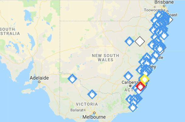 Dozens of fires are burning across the state. Image: NSW RFS