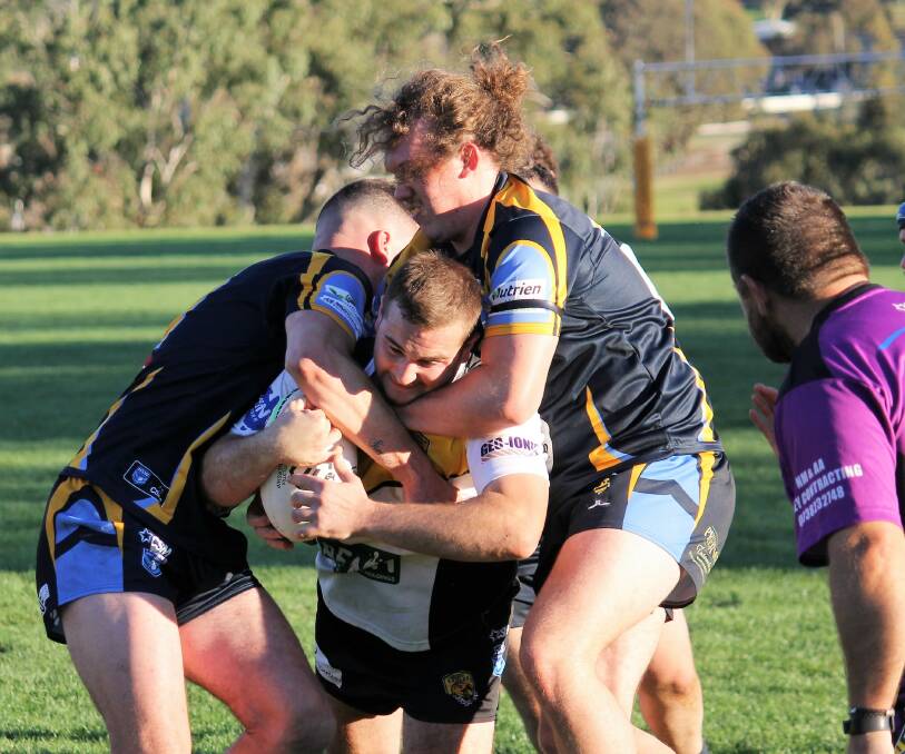 TACKLE: CSU Bathurst took on Eugowra Eagles in round two of the Woodbridge Cup. Picture: SUPPLIED