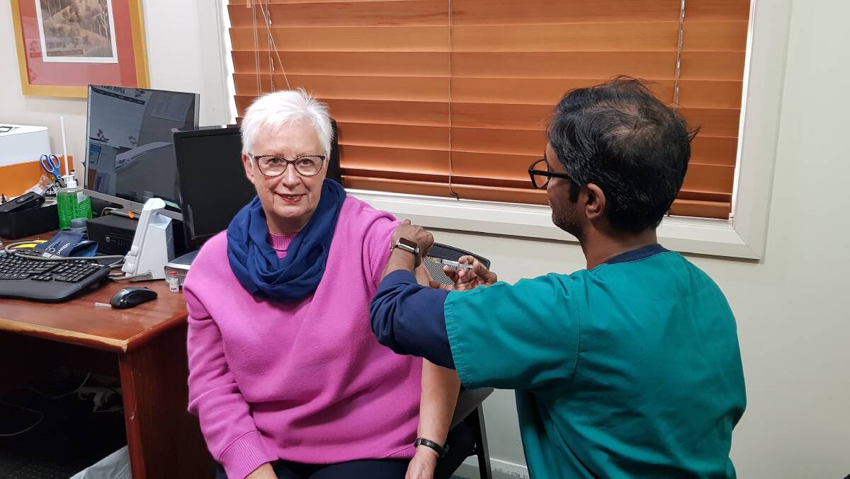 KEEPING HER COMMUNITY SAFE: Oberon mayor Kathy Sajowitz gets vaccinated against COVID. Photo: SUPPLIED