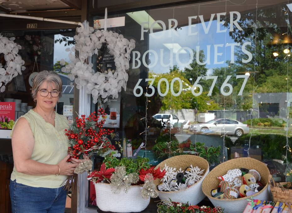 DIY: For Ever Bouquets owner Melissa Pike with the DIY baskets at her shop. Picture: ALANNA TOMAZIN