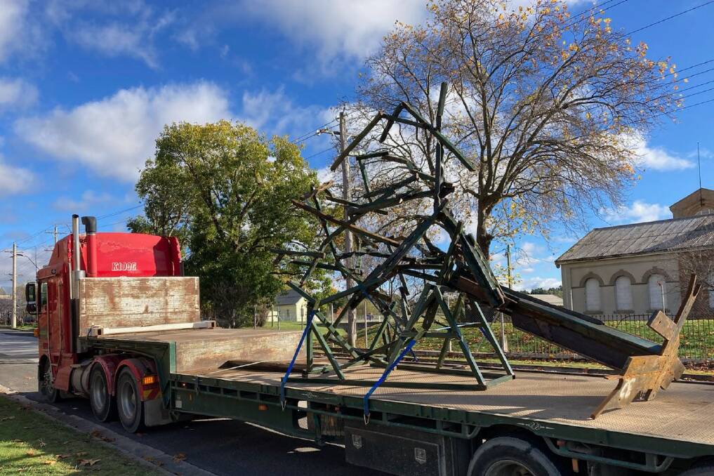 The tree is under construction getting prepared to be painted. Picture: Supplied