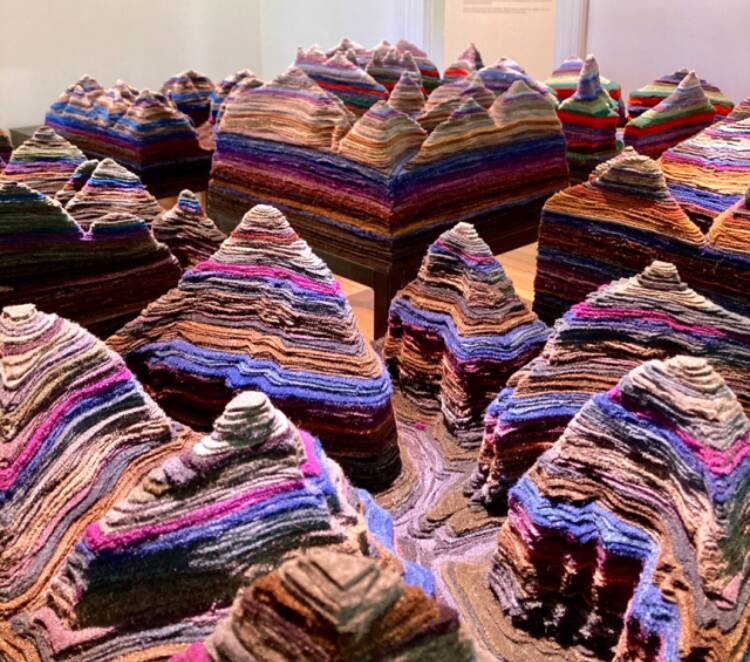 The Gardens of Stone', a room-sized 'replica' made by Anne Graham from recycled blankets and hand-dyed with natural products.