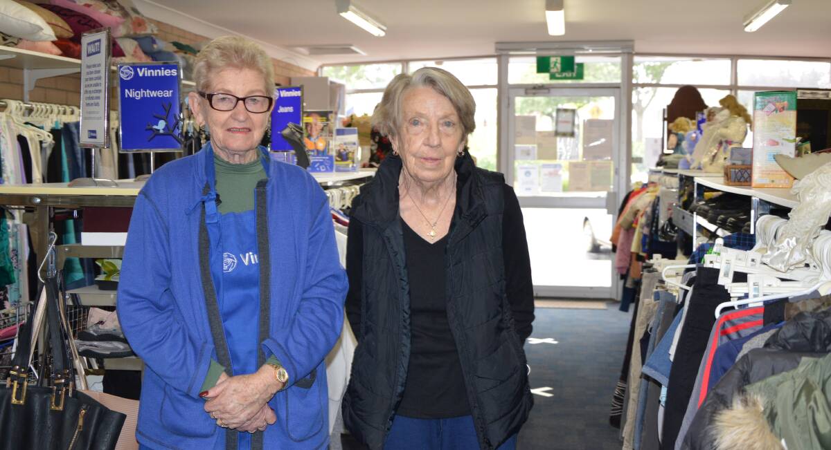 Vinnies Oberon volunteers Marie and Mary Behan are encouraging people to donate this winter. Photo: Alanna Tomazin