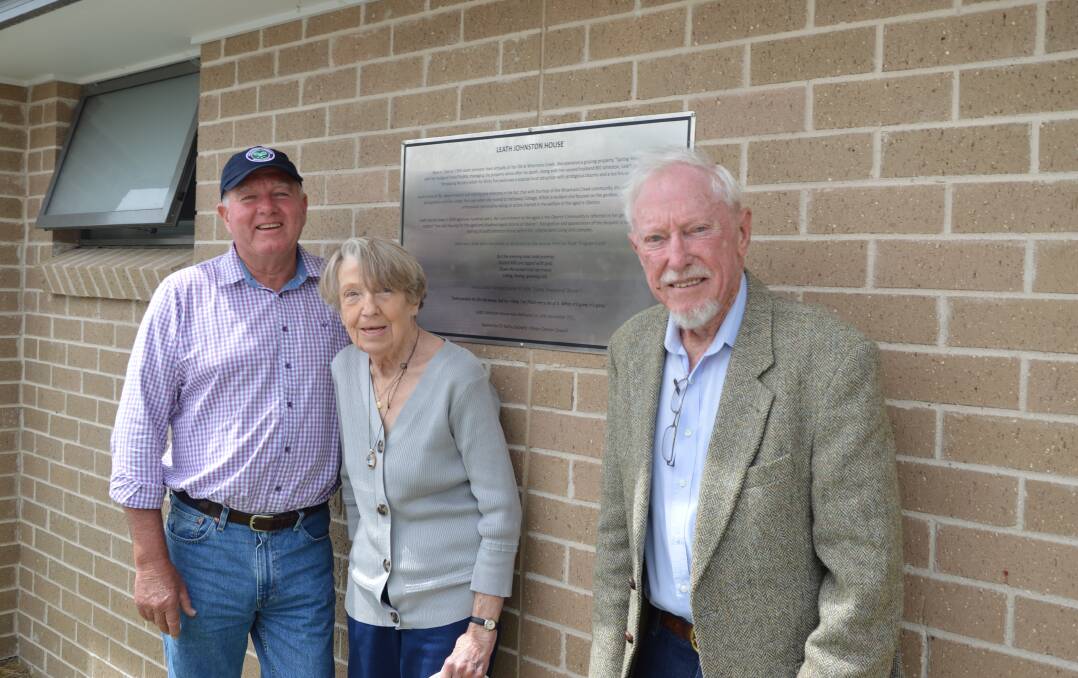 FRIENDSHIP: Friends of Leath Johnston; Peter D'Arcy, Mary Vehan and Graham Parker with the plaque. Picture: ALANNA TOMAZIN