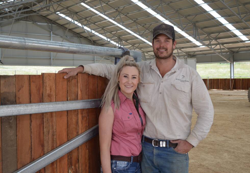 EQUINE CENTRE: Burilda Park Equine owners Alex and Leigh Cragg in their new indoor arena. Picture: ALANNA TOMAZIN