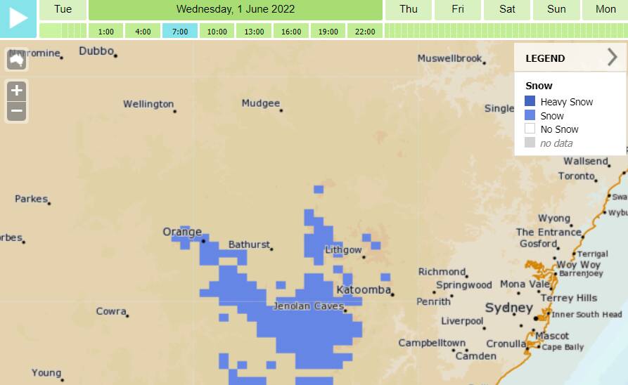 The BOM MetEye is showing heavy falls at 7am. Picture: Snapshot from the BOM MetEye