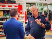 Oberon FRNSW Brigade's Peter Ryan talking with NSW Deputy Premier and Bathurst MP Paul Toole at the station's open day earlier in May. Picture: Supplied
