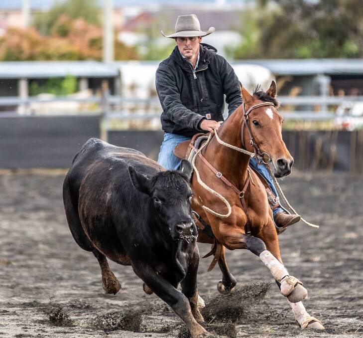 CAMPDRAFTING: Harry Larnach concentrates as he works the arena. Picture: Penwood Creations 